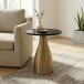 Beistelltisch >WL7.514< in Schwarz / Gold, Marmor & Metall - 48x40cm (HxD)