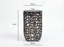 Beistelltisch >WL7.523< in Schwarz, Glas & Aluminium - 49x30cm (HxD)