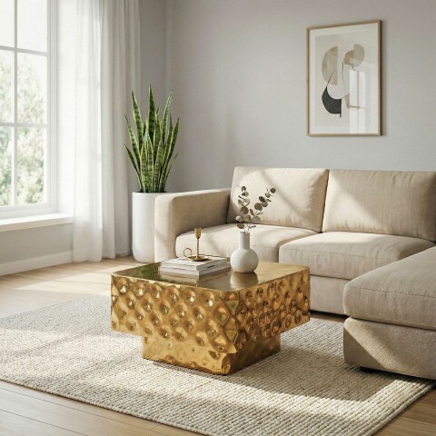 Couchtisch >WL7.545< in Gold, Aluminium - 60x60x38cm (LxBxH)
