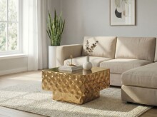 Couchtisch >WL7.545< in Gold, Aluminium - 60x60x38cm (LxBxH)