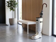 Dekofigur >WL7.547< Schimrständer, Schuh, Silber, Aluminium - 26x11x44cm (LxBxH)