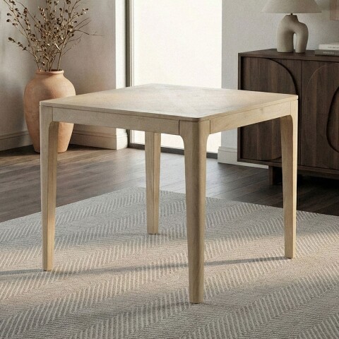 Esstisch >WL7.589< in Mango Weiß, Massivholz - 80x76x80cm (BxHxT)