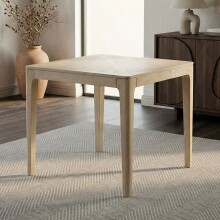 Esstisch >WL7.589< in Mango Weiß, Massivholz - 80x76x80cm (BxHxT)