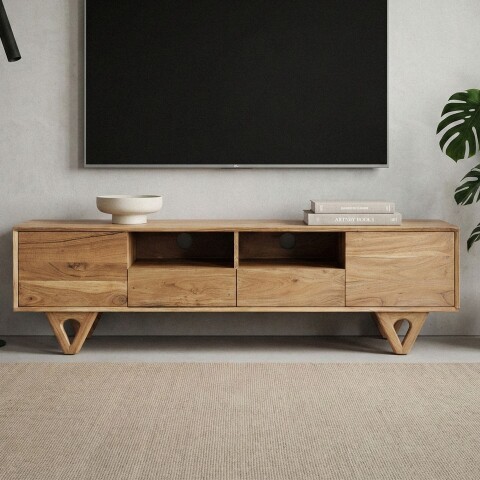 Lowboard >WL7.593< in Akazie, Massivholz - 160x46x40cm (BxHxT)