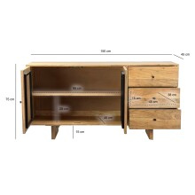 Sideboard >WL7.597< in Akazie, Massivholz - 150x75x45cm (BxHxT)
