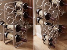 Weinregal >WL7.605< in Silber, Metall - 34x15x47cm (LxBxH)
