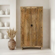 Hochschrank >WL7.616< in Mango, Massivholz - 90x180x47cm (BxHxT)