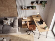 Eckschreibtisch >WL7.631< in Eiche Dekor, Holzwerkstoff - 130x110x75cm (LxBxH)