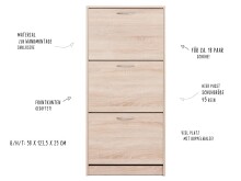 Schuhkipper >Mavin I< in Sonoma-Eiche - 58x123.5x25cm (BxHxT)