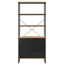Bücherregal >WL7.640< in Eiche Dekor & Schwarz - 80x180x40 (BxHxT)