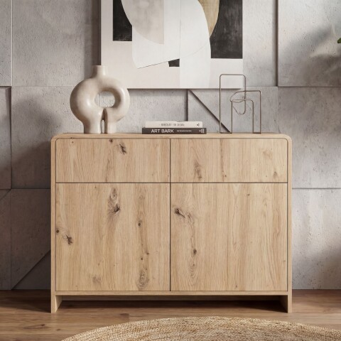 Sideboard >WL7.644< in Eiche Dekor, Holzwerkstoff - 88x76x40cm (BxHxT)