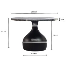 Couchtisch >WL7.660< in Schwarz, Marmor & Aluminium - 41x60cm (HxD)