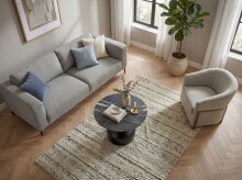 Couchtisch >WL7.660< in Schwarz, Marmor & Aluminium - 41x60cm (HxD)
