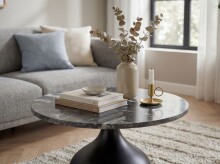 Couchtisch >WL7.660< in Schwarz, Marmor & Aluminium - 41x60cm (HxD)