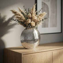 Dekovase >WL7.697< in Silber, Metall - 40x10x35cm (LxBxH)