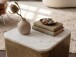 Beistelltisch >WL7.716< in Weiß / Gold, Marmor & Metall - 33x47x33cm (BxHxT)