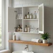 Badezimmerspiegelschrank >WL7.762< in Weiß - 60x50x15 (BxHxT)