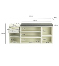 Schuhbank >WL7.767< in Weiß, Holzwerkstoff - 100x45x30cm (BxHxT)