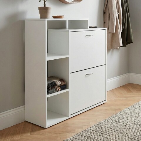 Schuhkipper >WL7.774< in Weiß, Holzwerkstoff - 85x93x24cm (BxHxT)