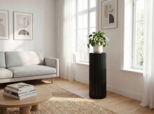 Beistelltisch >WL7.775< in Akazie Schwarz, Massivholz - 80x30cm (HxD)