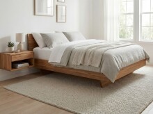 Nachttisch >WL7.776< hängend, in Akazie, Massivholz - 50x25x35cm (BxHxT)