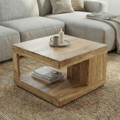 Couchtisch >WL7.777< in Akazie, Massivholz - 60x40x60cm (BxHxT)