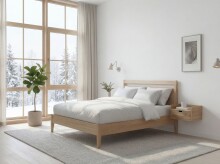 Nachttisch >WL7.781< hängend, in Akazie, Massivholz - 45x20x30cm (BxHxT)