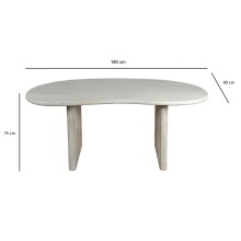 Schreibtisch >WL7.785< in Mango Weiß, Massivholz - 180x90x75cm (LxBxH)