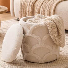 Pouf >WL7.791< in creme, Bezug: Teddystoff -...