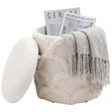 Pouf >WL7.791< in creme, Bezug: Teddystoff -...