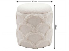 Pouf >WL7.791< in creme, Bezug: Teddystoff - 45x40cm (HxD)