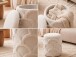 Pouf >WL7.791< in creme, Bezug: Teddystoff - 45x40cm (HxD)