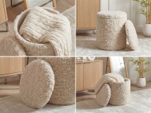 Pouf >WL7.793< in Beige, Bezug: Stoff - 45x40cm (HxD)