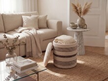 Pouf >WL7.794< in Beige, Bezug: Stoff - 45x40cm (HxD)