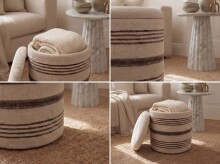 Pouf >WL7.794< in Beige, Bezug: Stoff - 45x40cm (HxD)