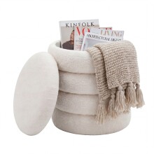 Pouf >WL7.795< in creme, Bezug: Teddystoff -...