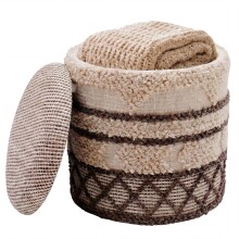 Pouf >WL7.797< in Beige, Bezug: Stoff - 45x40cm (HxD)
