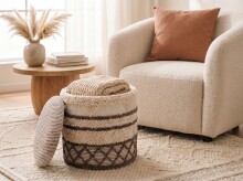 Pouf >WL7.797< in Beige, Bezug: Stoff - 45x40cm (HxD)