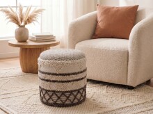 Pouf >WL7.797< in Beige, Bezug: Stoff - 45x40cm (HxD)