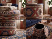 Pouf >WL7.798< in Bunt, Bezug: Stoff - 45x40cm (HxD)