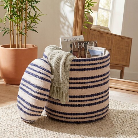 Pouf >WL7.799< in Beige, Bezug: Stoff - 45x40cm (HxD)