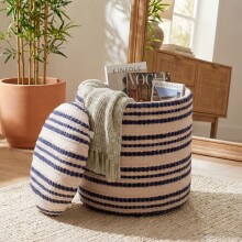 Pouf >WL7.799< in Beige, Bezug: Stoff - 45x40cm (HxD)