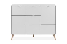 Sideboard >Soma< in weiß / Dekor Eiche - 115x91x40cm (BxHxT)