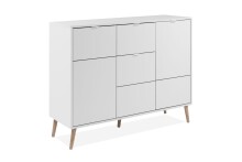 Sideboard >Soma< in weiß / Dekor Eiche - 115x91x40cm (BxHxT)