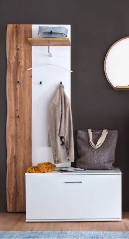 Garderoben-Set >Gandia< in Weiss / Wotan Eiche Dekor - 117x196x38 (BxHxT)