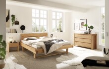 Nachtkommode >BE-0880< Kiefer eichefarbig honig gebeizt & geölt - 48,4x44,7x35 (BxHxT)