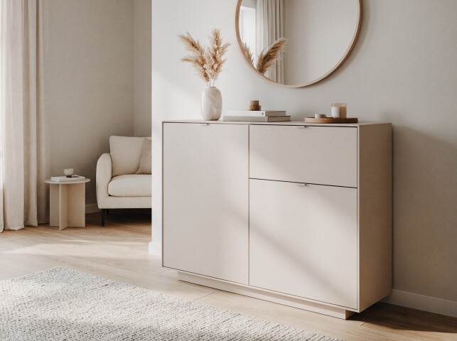 Kommode >Sivas < in Sand, Holzwerkstoff - 120x90x37,5cm (BxHxT)