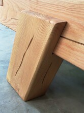 Massivholzbett >BE-0880< 4-Fuß, Kiefer eichefarbig honig gebeizt & geölt - 202x85x216 (BxHxT)