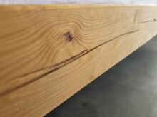 Massivholzbett >BE-0880< 4-Fuß, Kiefer eichefarbig honig gebeizt & geölt - 202x85x216 (BxHxT)