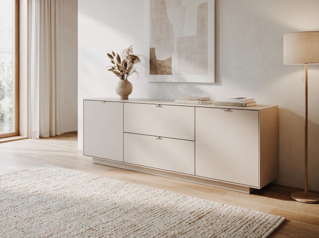 Lowboard >Sivas< in Sand, Holzwerkstoff - 185x62x37,5cm (BxHxT)